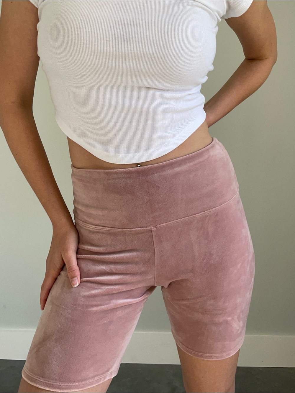 Colsie Velour Biker Shorts Blush Pink Size M
